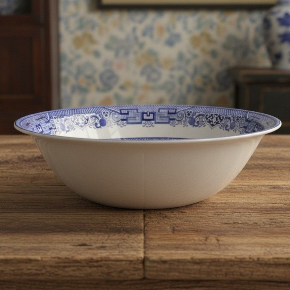 Vintage Johnson Brothers Blue Willow Serving Bowl Made In England 8.25"